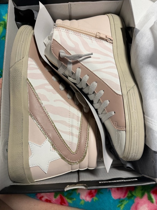 ShuShop Shoes - ShuShop Blush Pink Zebra High-Top Sneakers
